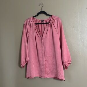 Talbots Soft Pink Blouse with Gathered Sleeves
